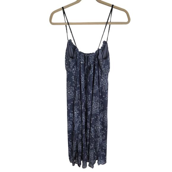 Madewell Tie Back Button Front Midi Dress Archival Floral Indigo Blue XS 2 - Picture 4 of 8